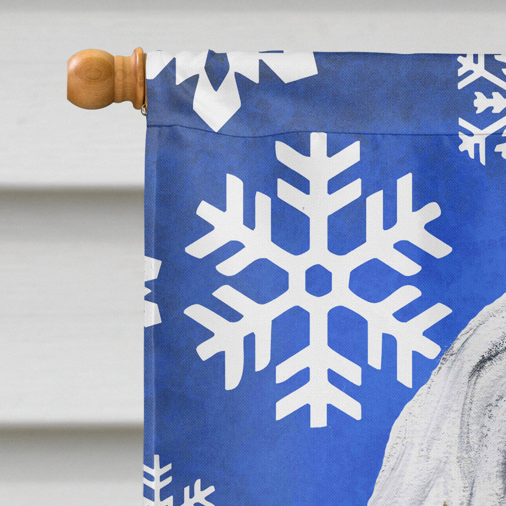 Havanese Winter Snowflakes House Flag 28x40 Porch Sleeve Pole Decorative Outside Yard Banner Artwork Wall Hanging, Polyester