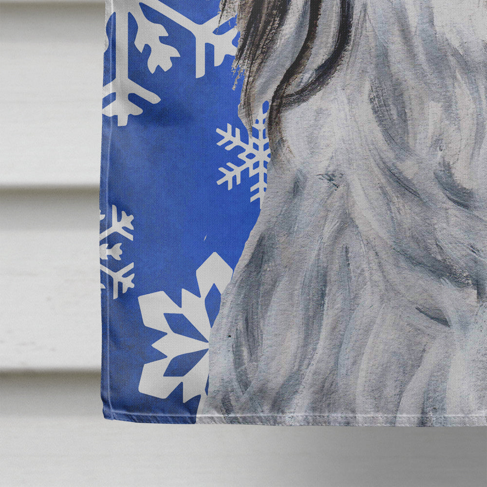 Havanese Winter Snowflakes House Flag 28x40 Porch Sleeve Pole Decorative Outside Yard Banner Artwork Wall Hanging, Polyester