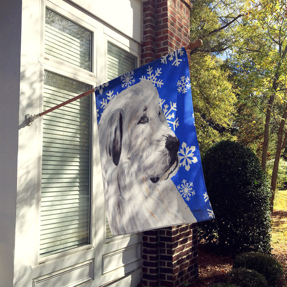 Great Pyrenees Winter Snowflakes House Flag 28x40 Porch Sleeve Pole Decorative Outside Yard Banner Artwork Wall Hanging, Polyester