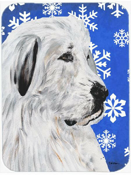 Great Pyrenees Winter Snowflakes Cutting Board Tempered Glass Kitchen Cutting Surface, Heat Resistant Chopping, Non-Slip Feet, Food Prep & Serving