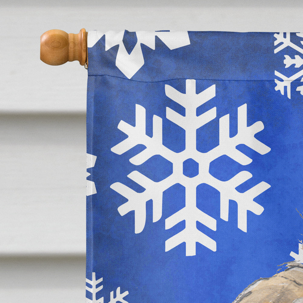 Golden Doodle 2 Winter Snowflakes House Flag 28x40 Porch Sleeve Pole Decorative Outside Yard Banner Artwork Wall Hanging, Polyester