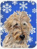 Golden Doodle 2 Winter Snowflakes Cutting Board Tempered Glass Kitchen Cutting Surface, Heat Resistant Chopping, Non-Slip Feet, Food Prep & Serving