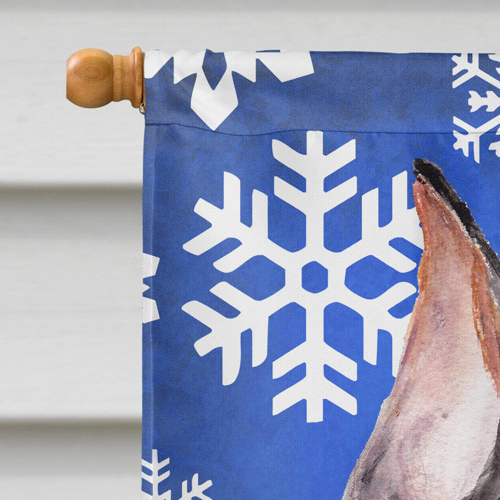 German Pinscher Winter Snowflakes House Flag 28x40 Porch Sleeve Pole Decorative Outside Yard Banner Artwork Wall Hanging, Polyester