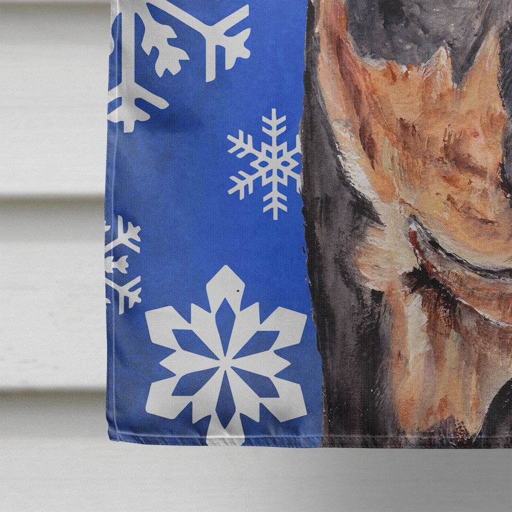 German Pinscher Winter Snowflakes House Flag 28x40 Porch Sleeve Pole Decorative Outside Yard Banner Artwork Wall Hanging, Polyester