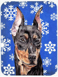 German Pinscher Winter Snowflakes Cutting Board Tempered Glass Kitchen Cutting Surface, Heat Resistant Chopping, Non-Slip Feet, Food Prep & Serving