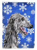 Scottish Deerhound Winter Snowflakes House Flag 28x40 Porch Sleeve Pole Decorative Outside Yard Banner Artwork Wall Hanging, Polyester