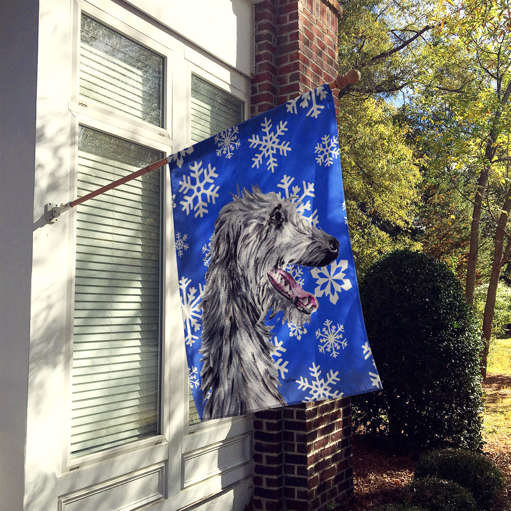 Scottish Deerhound Winter Snowflakes House Flag 28x40 Porch Sleeve Pole Decorative Outside Yard Banner Artwork Wall Hanging, Polyester