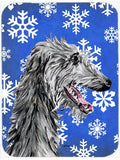 Scottish Deerhound Winter Snowflakes Cutting Board Tempered Glass Kitchen Cutting Surface, Heat Resistant Chopping, Non-Slip Feet, Food Prep & Serving