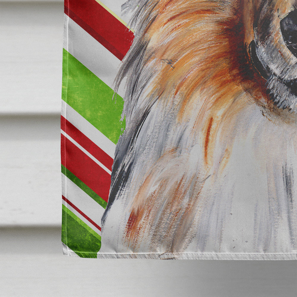 Collie Candy Cane Christmas House Flag 28x40 Porch Sleeve Pole Decorative Outside Yard Banner Artwork Wall Hanging, Polyester
