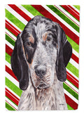 Blue Tick Coonhound Candy Cane Christmas House Flag 28x40 Porch Sleeve Pole Decorative Outside Yard Banner Artwork Wall Hanging, Polyester