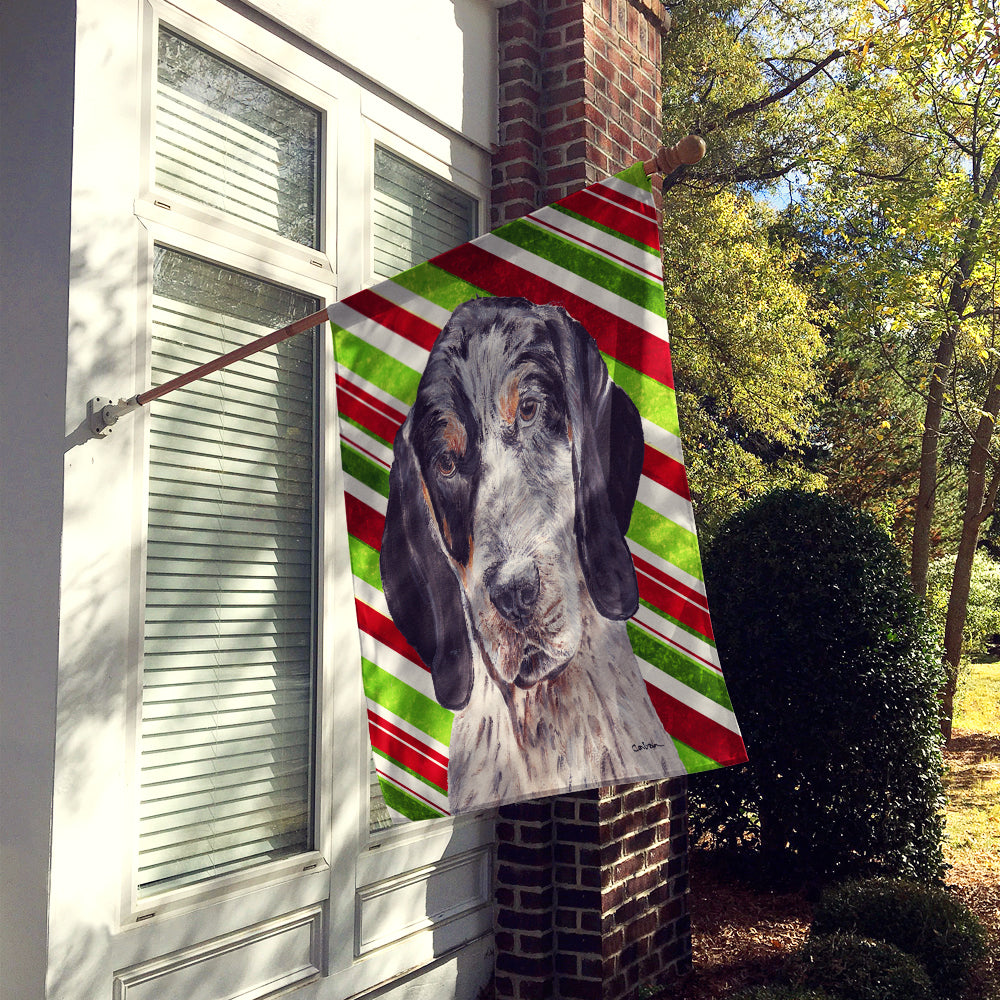 Blue Tick Coonhound Candy Cane Christmas House Flag 28x40 Porch Sleeve Pole Decorative Outside Yard Banner Artwork Wall Hanging, Polyester