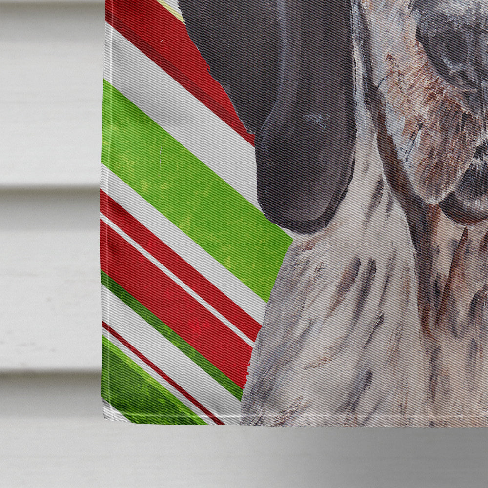 Blue Tick Coonhound Candy Cane Christmas House Flag 28x40 Porch Sleeve Pole Decorative Outside Yard Banner Artwork Wall Hanging, Polyester