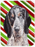 Blue Tick Coonhound Candy Cane Christmas Cutting Board Tempered Glass Kitchen Cutting Surface, Heat Resistant Chopping, Non-Slip Feet, Food Prep & Serving
