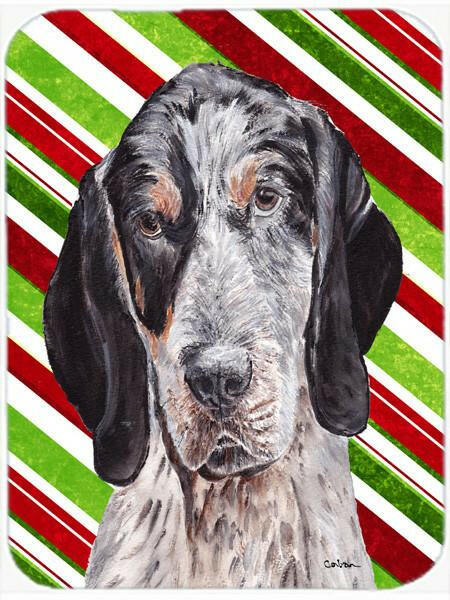 Blue Tick Coonhound Candy Cane Christmas Cutting Board Tempered Glass Kitchen Cutting Surface, Heat Resistant Chopping, Non-Slip Feet, Food Prep & Serving