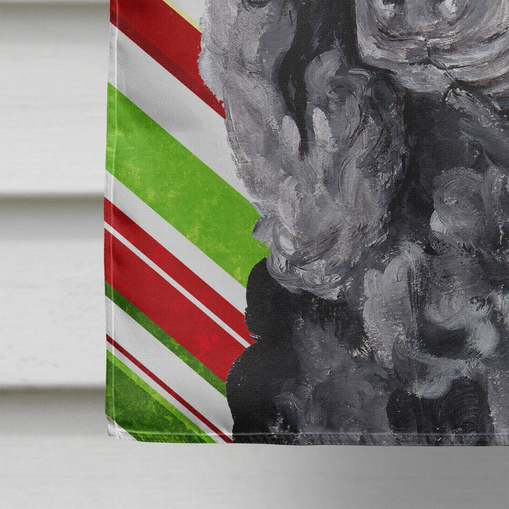 Black Standard Poodle Candy Cane Christmas House Flag 28x40 Porch Sleeve Pole Decorative Outside Yard Banner Artwork Wall Hanging, Polyester