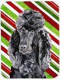 Black Standard Poodle Candy Cane Christmas Cutting Board Tempered Glass Kitchen Cutting Surface, Heat Resistant Chopping, Non-Slip Feet, Food Prep & Serving