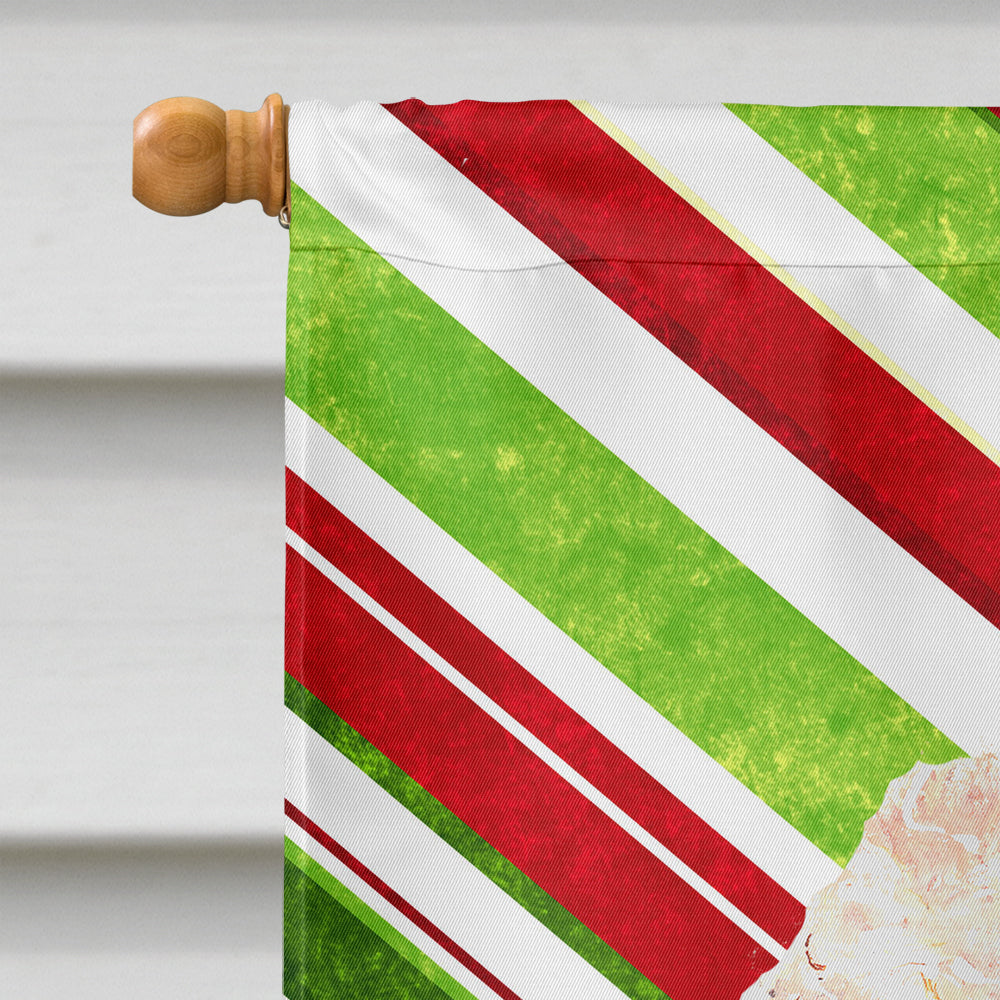Red Miniature Poodle Candy Cane Christmas House Flag 28x40 Porch Sleeve Pole Decorative Outside Yard Banner Artwork Wall Hanging, Polyester