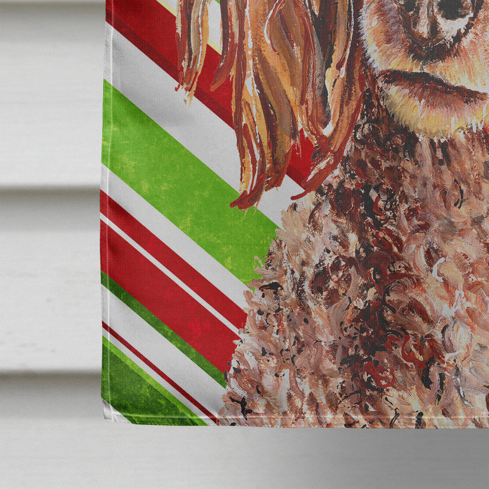 Red Miniature Poodle Candy Cane Christmas House Flag 28x40 Porch Sleeve Pole Decorative Outside Yard Banner Artwork Wall Hanging, Polyester