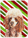 Red Miniature Poodle Candy Cane Christmas Cutting Board Tempered Glass Kitchen Cutting Surface, Heat Resistant Chopping, Non-Slip Feet, Food Prep & Serving