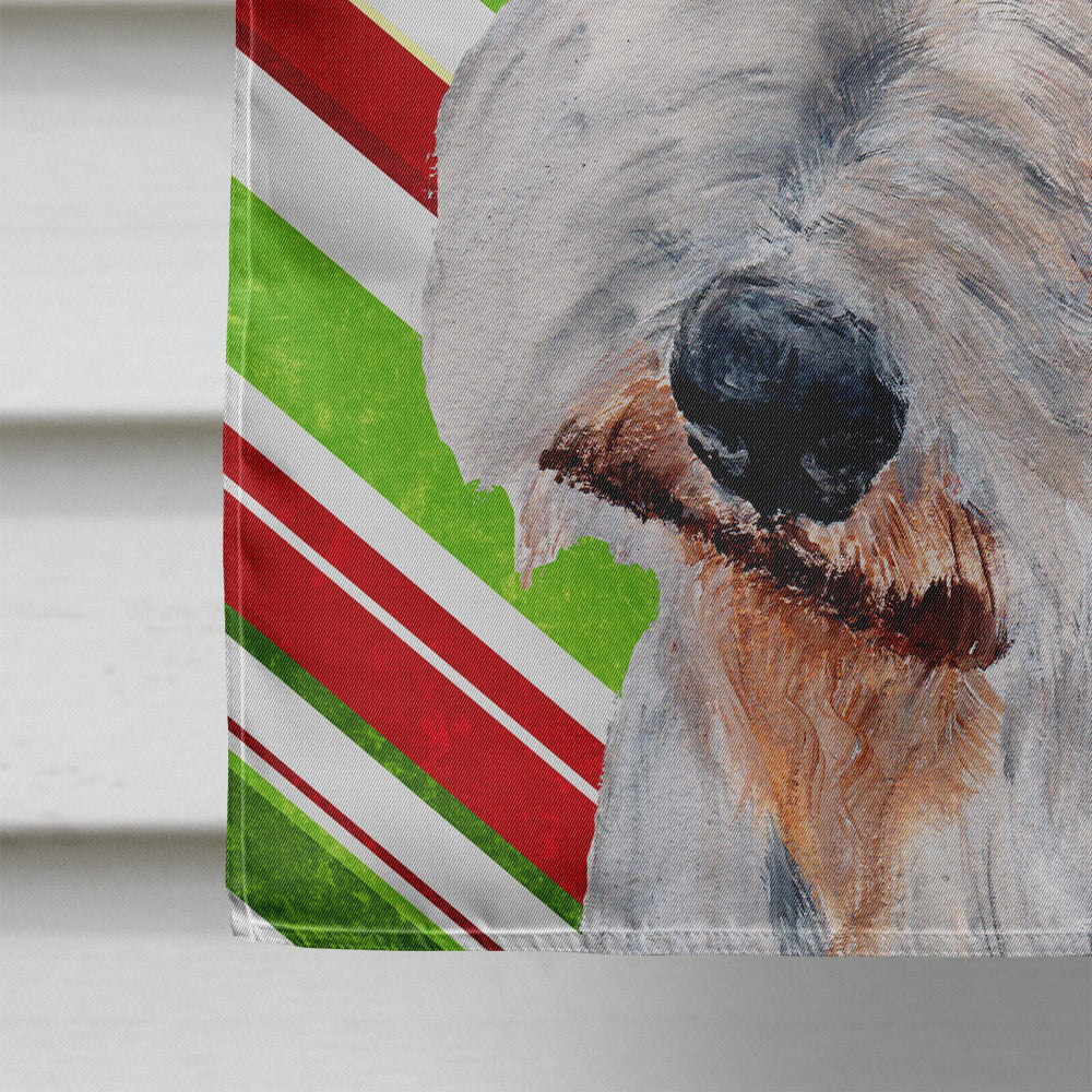 Wire Fox Terrier Candy Cane Christmas House Flag 28x40 Porch Sleeve Pole Decorative Outside Yard Banner Artwork Wall Hanging, Polyester