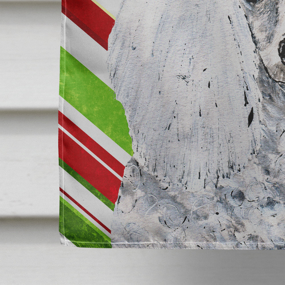 White Toy Poodle Candy Cane Christmas House Flag 28x40 Porch Sleeve Pole Decorative Outside Yard Banner Artwork Wall Hanging, Polyester