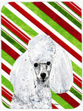 White Toy Poodle Candy Cane Christmas Cutting Board Tempered Glass Kitchen Cutting Surface, Heat Resistant Chopping, Non-Slip Feet, Food Prep & Serving