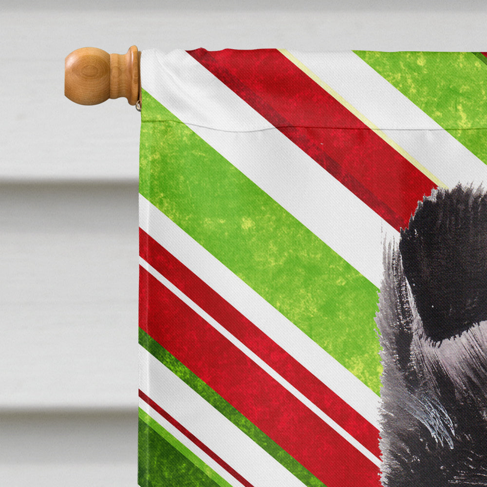 Black and White Collie Candy Cane Christmas House Flag 28x40 Porch Sleeve Pole Decorative Outside Yard Banner Artwork Wall Hanging, Polyester