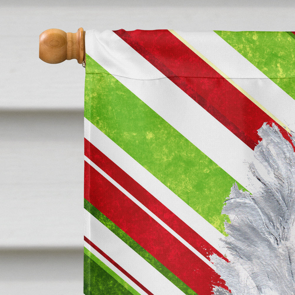 White Standard Poodle Candy Cane Christmas House Flag 28x40 Porch Sleeve Pole Decorative Outside Yard Banner Artwork Wall Hanging, Polyester