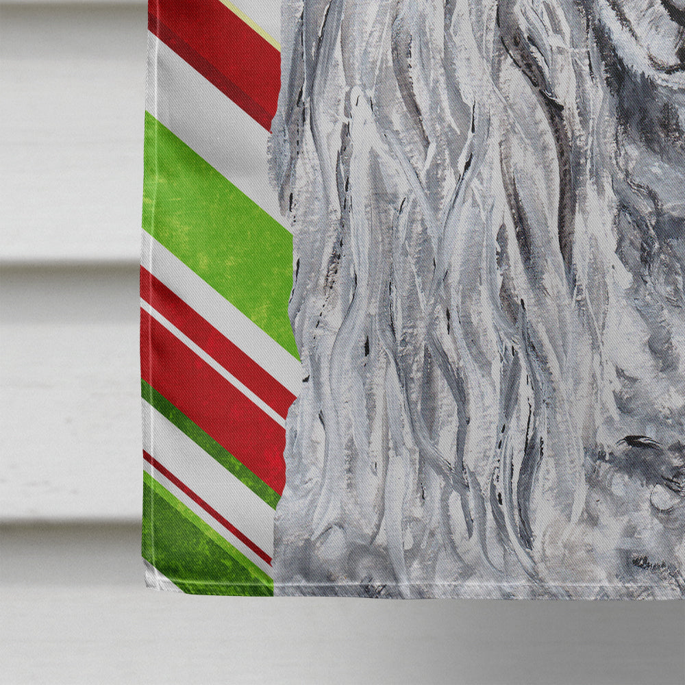White Standard Poodle Candy Cane Christmas House Flag 28x40 Porch Sleeve Pole Decorative Outside Yard Banner Artwork Wall Hanging, Polyester