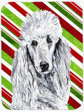 White Standard Poodle Candy Cane Christmas Cutting Board Tempered Glass Kitchen Cutting Surface, Heat Resistant Chopping, Non-Slip Feet, Food Prep & Serving