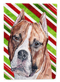 Staffordshire Bull Terrier Staffie Candy Cane Christmas House Flag 28x40 Porch Sleeve Pole Decorative Outside Yard Banner Artwork Wall Hanging, Polyester