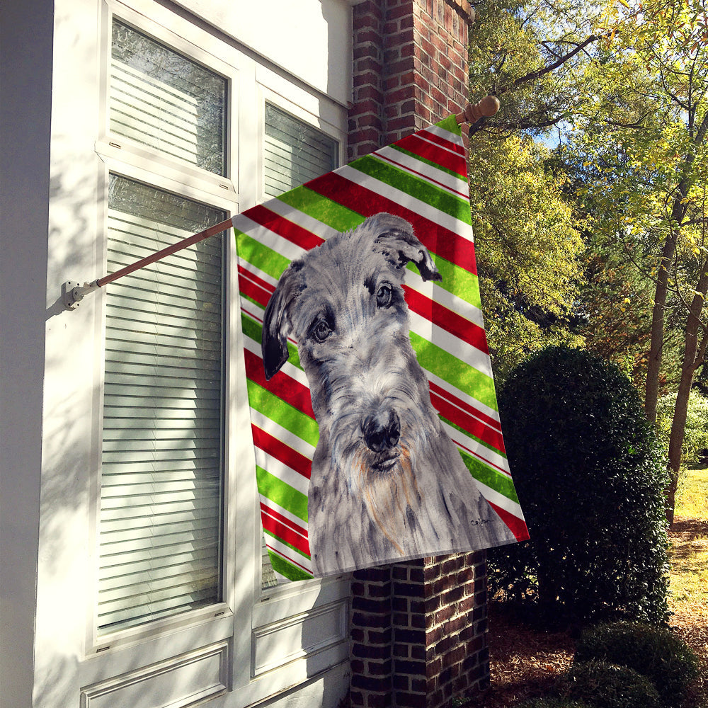 Scottish Deerhound Candy Cane Christmas House Flag 28x40 Porch Sleeve Pole Decorative Outside Yard Banner Artwork Wall Hanging, Polyester