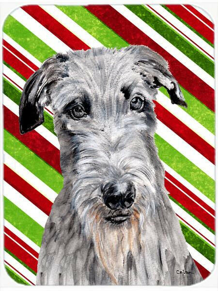 Scottish Deerhound Candy Cane Christmas Cutting Board Tempered Glass Kitchen Cutting Surface, Heat Resistant Chopping, Non-Slip Feet, Food Prep & Serving