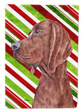 Redbone Coonhound Candy Cane Christmas House Flag 28x40 Porch Sleeve Pole Decorative Outside Yard Banner Artwork Wall Hanging, Polyester