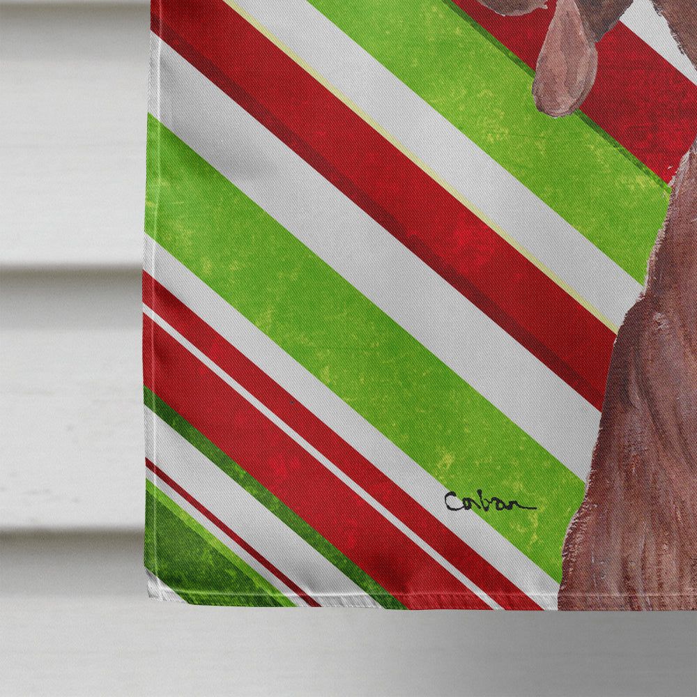 Redbone Coonhound Candy Cane Christmas House Flag 28x40 Porch Sleeve Pole Decorative Outside Yard Banner Artwork Wall Hanging, Polyester