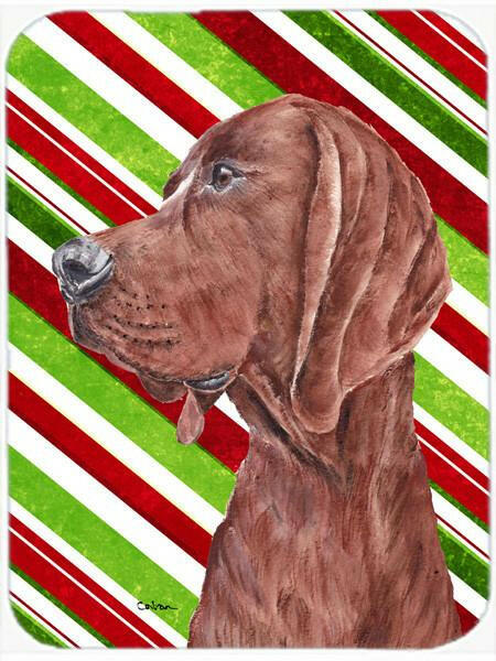 Redbone Coonhound Candy Cane Christmas Cutting Board Tempered Glass Kitchen Cutting Surface, Heat Resistant Chopping, Non-Slip Feet, Food Prep & Serving