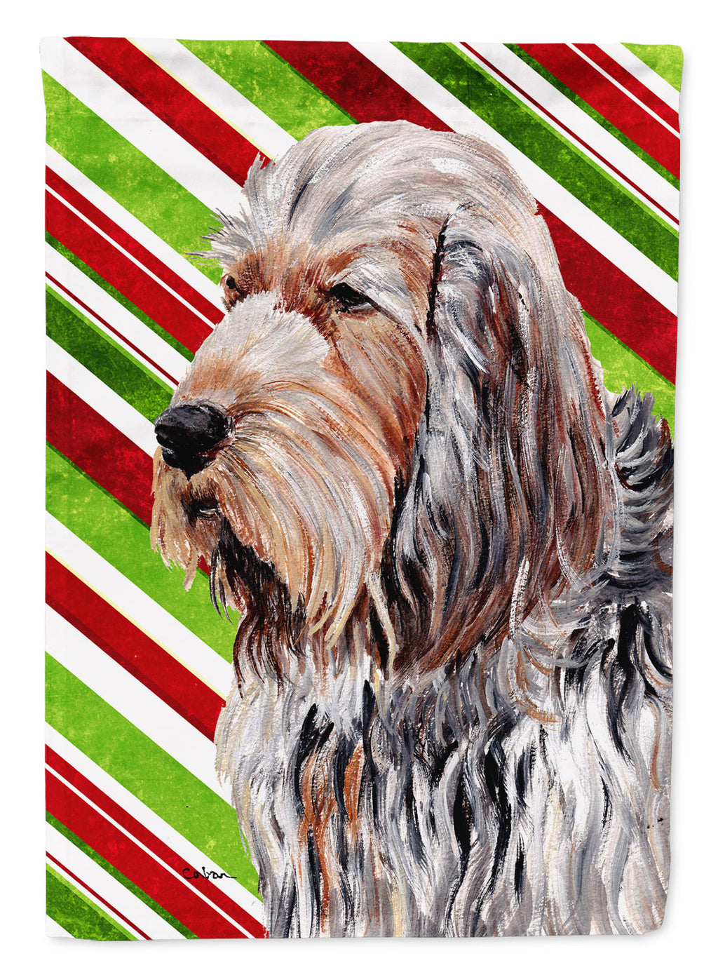 Otterhound Candy Cane Christmas House Flag 28x40 Porch Sleeve Pole Decorative Outside Yard Banner Artwork Wall Hanging, Polyester