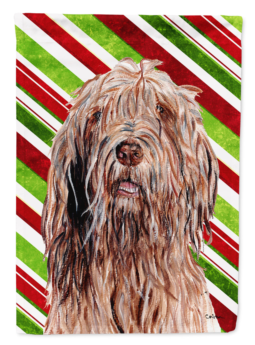Otterhound Candy Cane Christmas House Flag 28x40 Porch Sleeve Pole Decorative Outside Yard Banner Artwork Wall Hanging, Polyester
