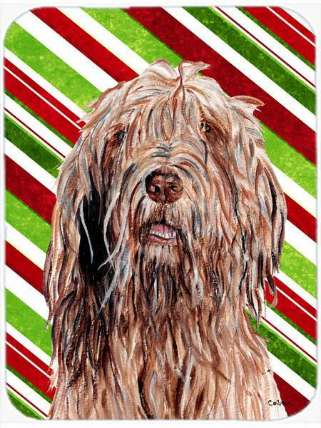 Otterhound Candy Cane Christmas Cutting Board Tempered Glass Kitchen Cutting Surface, Heat Resistant Chopping, Non-Slip Feet, Food Prep & Serving