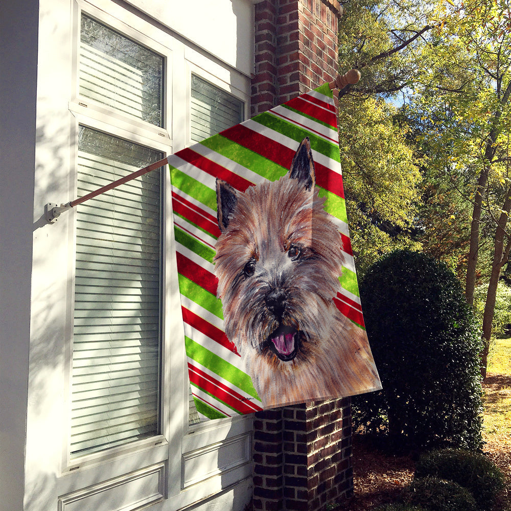 Norwich Terrier Candy Cane Christmas House Flag 28x40 Porch Sleeve Pole Decorative Outside Yard Banner Artwork Wall Hanging, Polyester