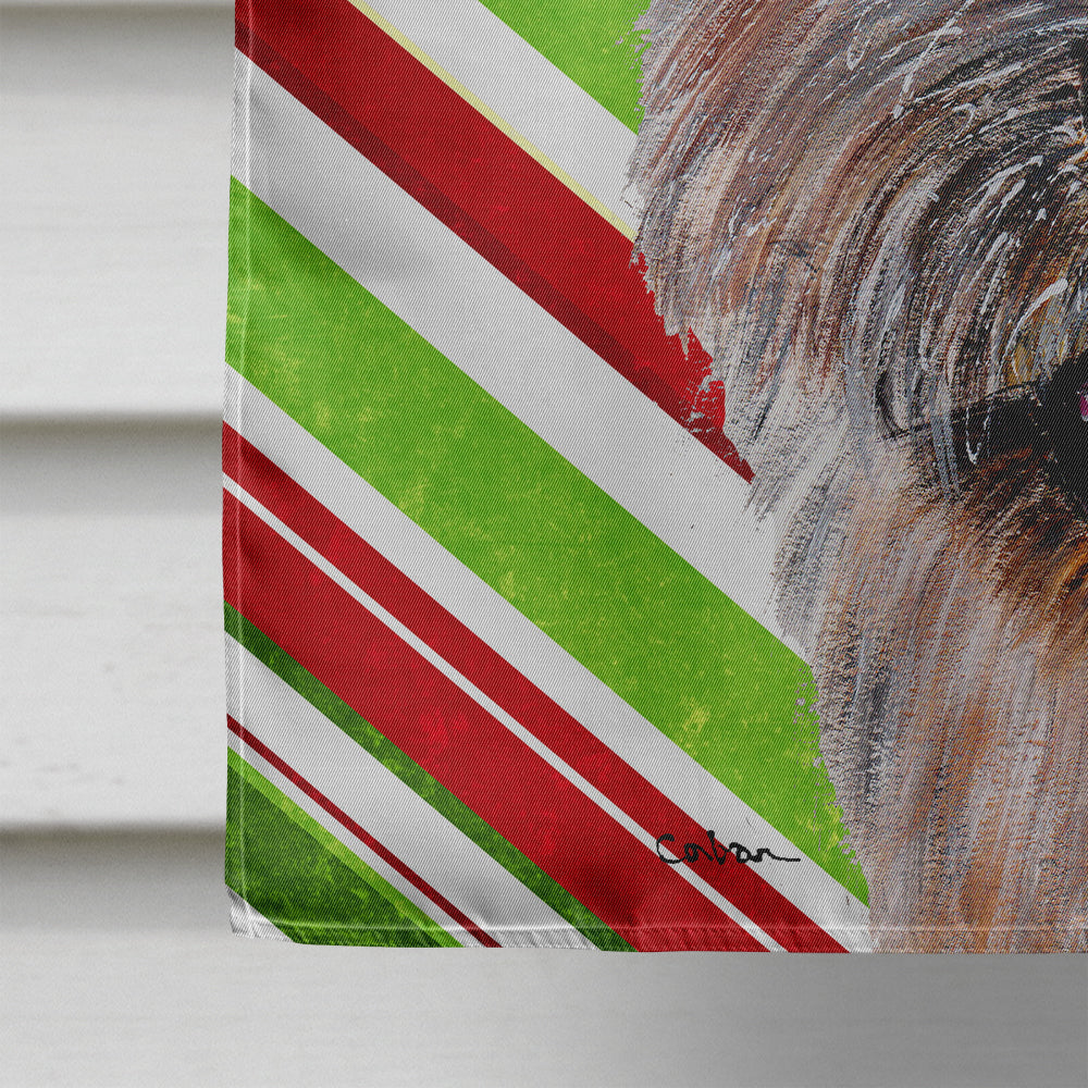 Norwich Terrier Candy Cane Christmas House Flag 28x40 Porch Sleeve Pole Decorative Outside Yard Banner Artwork Wall Hanging, Polyester