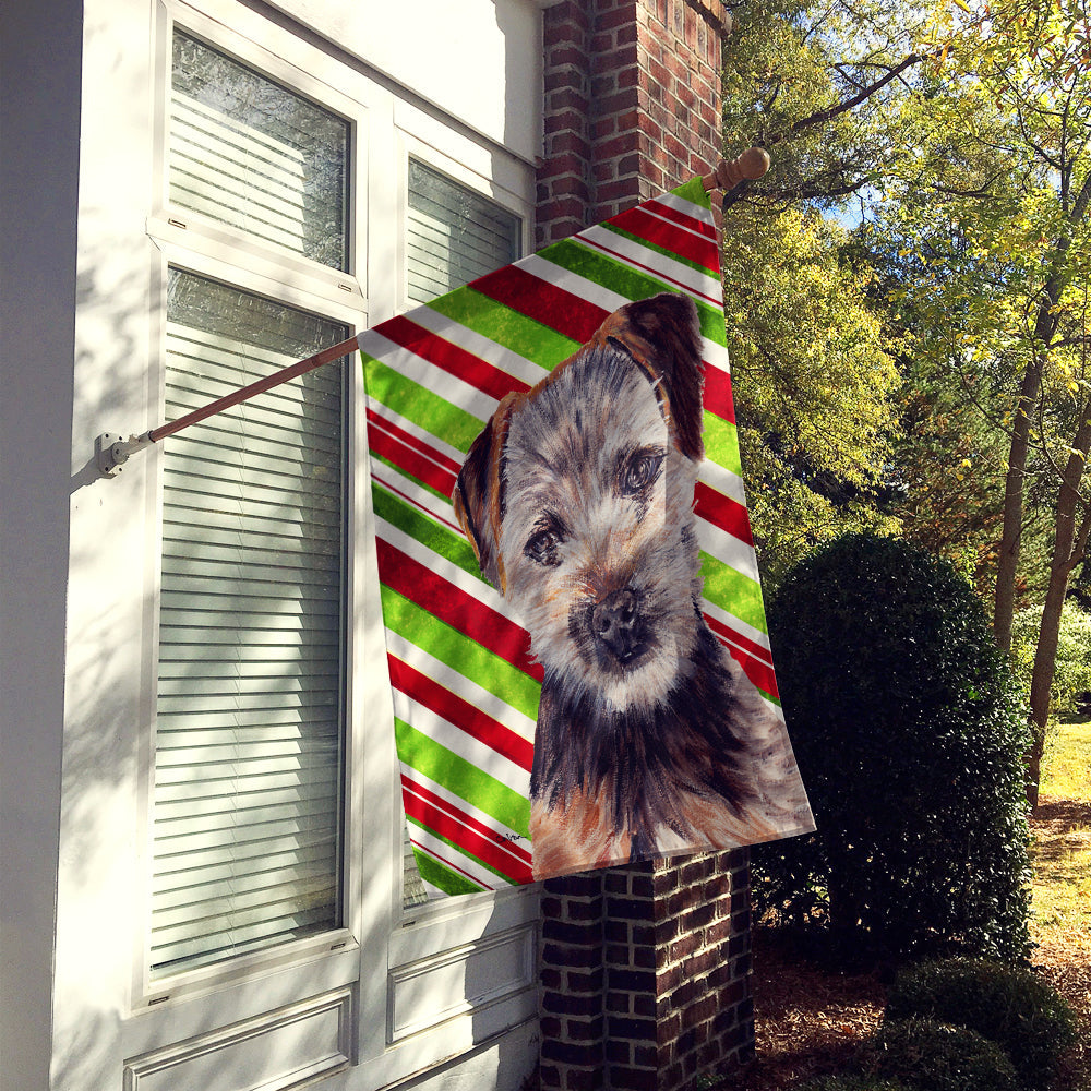 Norfolk Terrier Puppy Candy Cane Christmas House Flag 28x40 Porch Sleeve Pole Decorative Outside Yard Banner Artwork Wall Hanging, Polyester