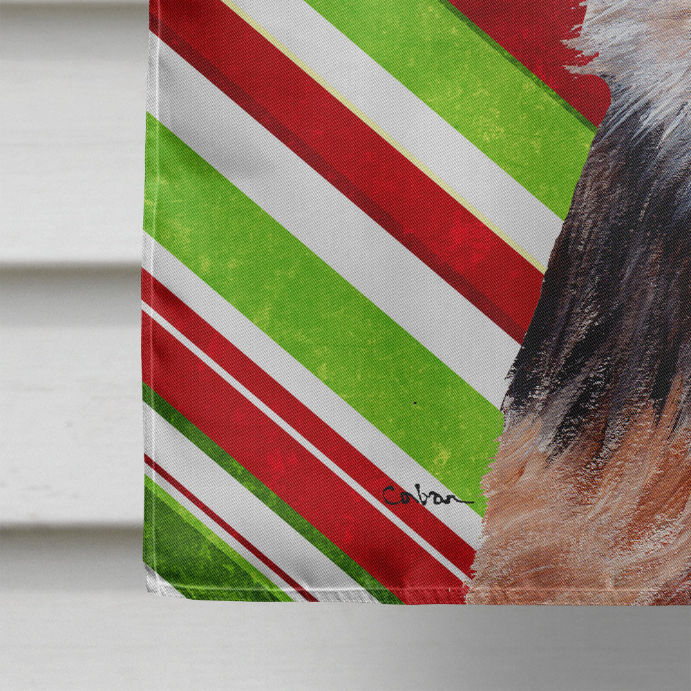 Norfolk Terrier Puppy Candy Cane Christmas House Flag 28x40 Porch Sleeve Pole Decorative Outside Yard Banner Artwork Wall Hanging, Polyester