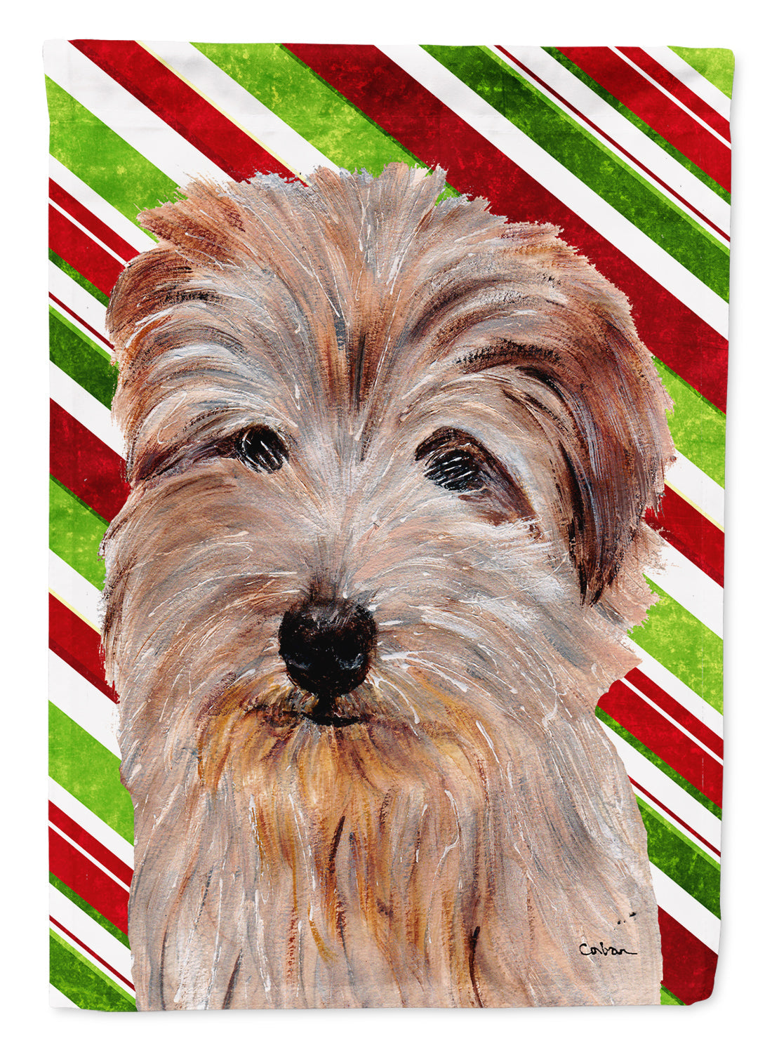 Norfolk Terrier Candy Cane Christmas House Flag 28x40 Porch Sleeve Pole Decorative Outside Yard Banner Artwork Wall Hanging, Polyester