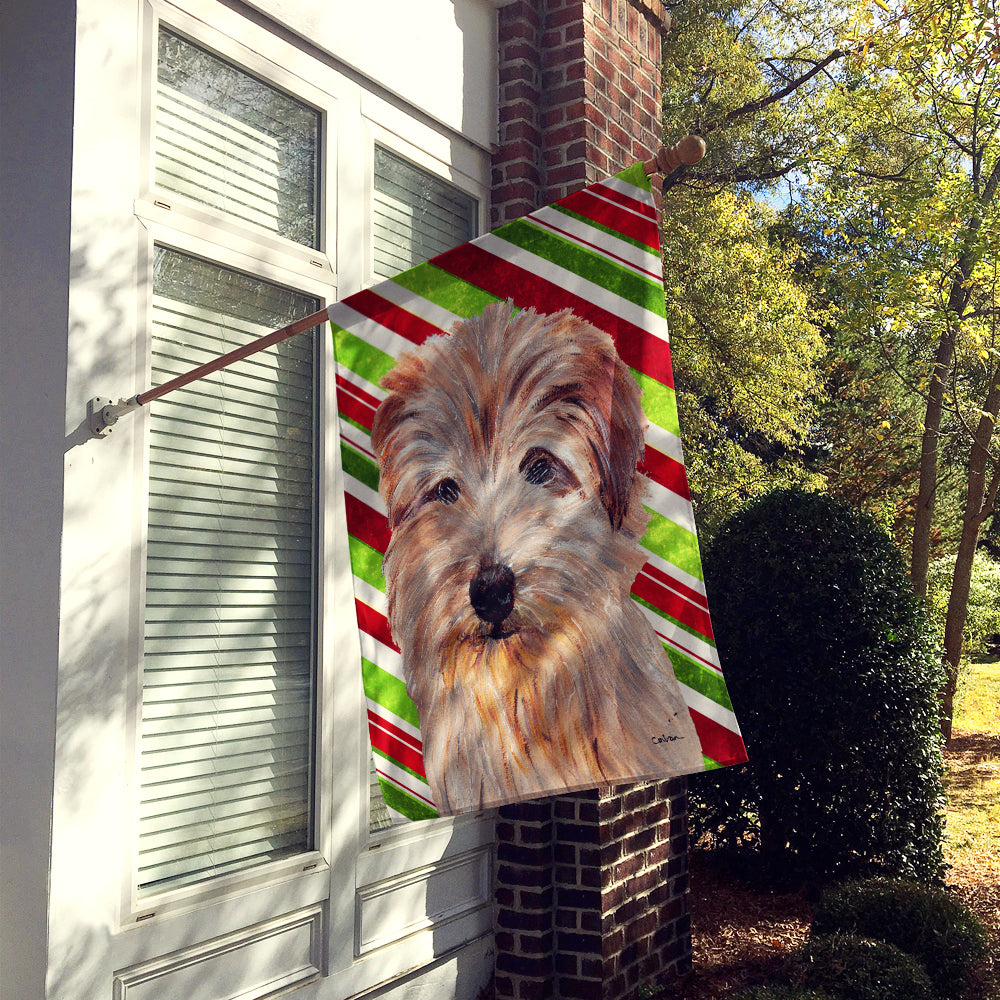 Norfolk Terrier Candy Cane Christmas House Flag 28x40 Porch Sleeve Pole Decorative Outside Yard Banner Artwork Wall Hanging, Polyester