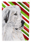 Great Pyrenees Candy Cane Christmas House Flag 28x40 Porch Sleeve Pole Decorative Outside Yard Banner Artwork Wall Hanging, Polyester