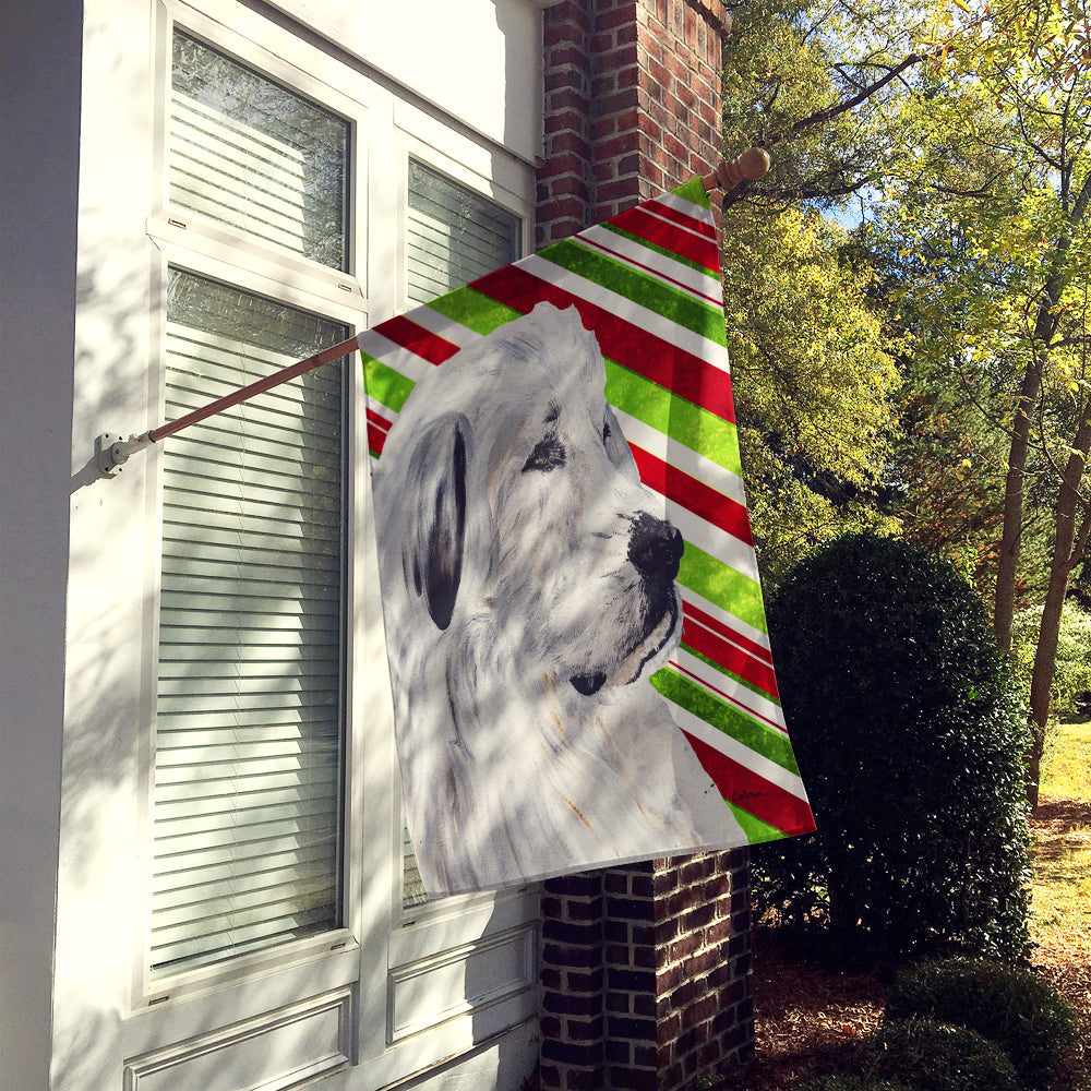 Great Pyrenees Candy Cane Christmas House Flag 28x40 Porch Sleeve Pole Decorative Outside Yard Banner Artwork Wall Hanging, Polyester