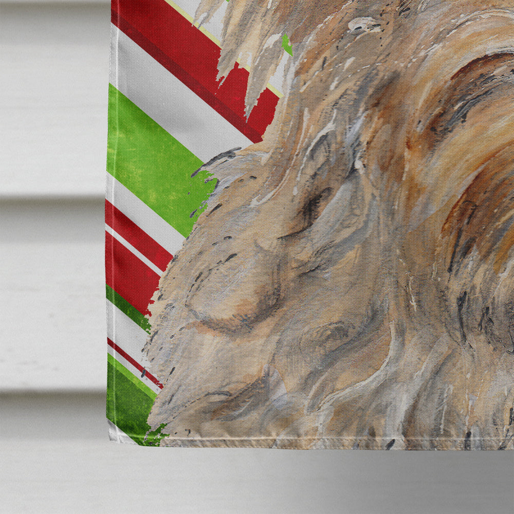 Golden Doodle 2 Candy Cane Christmas House Flag 28x40 Porch Sleeve Pole Decorative Outside Yard Banner Artwork Wall Hanging, Polyester