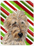 Golden Doodle 2 Candy Cane Christmas Cutting Board Tempered Glass Kitchen Cutting Surface, Heat Resistant Chopping, Non-Slip Feet, Food Prep & Serving