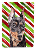 German Pinscher Candy Cane Christmas House Flag 28x40 Porch Sleeve Pole Decorative Outside Yard Banner Artwork Wall Hanging, Polyester